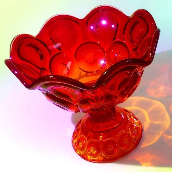Vintage MCM 1960s Hollywood Regency Retro Glass Candy Dish Compote Maxi… - Picture 1 of 7